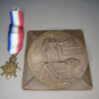 WWI British Death Plaque & 1914-15 Star to TIBBENHAM, Suffolk Reg. in Casuality